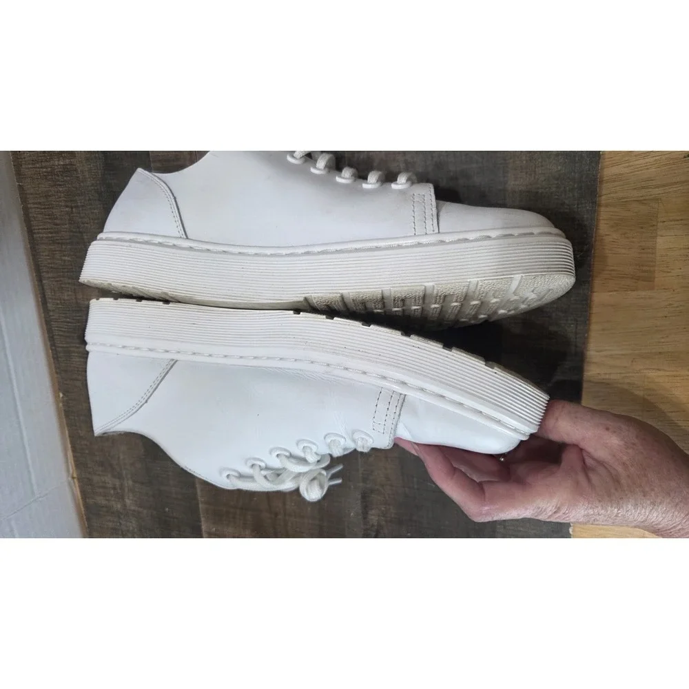 Dr Martens Dante Shoes M10/W11 White Leather Comfort Derby Low Chunky Sneaker